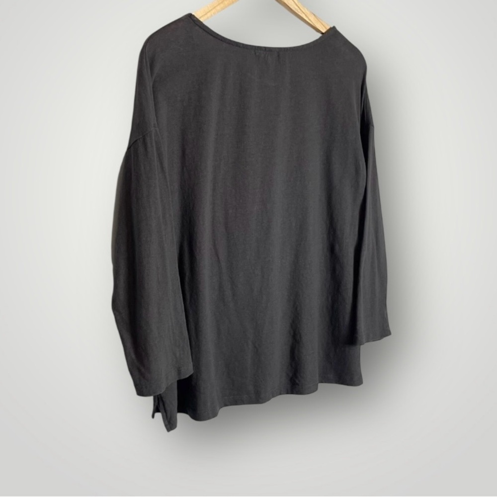 Sundry Striped Pullover Top Size Large 3/4 Sleeve Gray 100% Cotton EUC - Picture 5 of 8